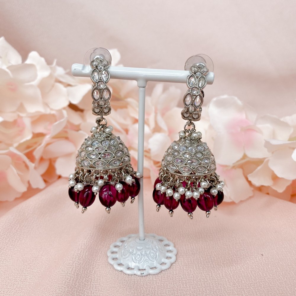 Buy Gold Plated Beads And Stone Embellished Jhumka Earrings by The Bling  Girll Online at Aza Fashions.